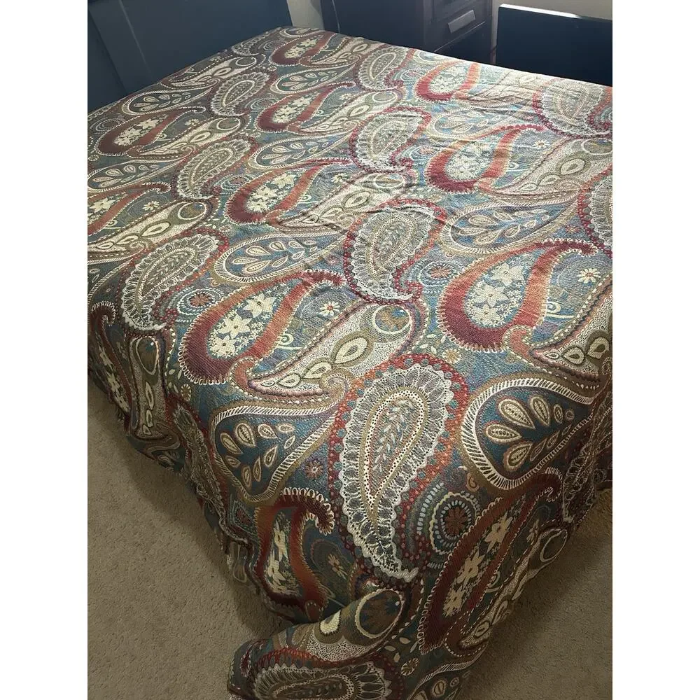 EUC Pier 1 Imports Earth Tones Paisley floral King Comforter Shams Retired